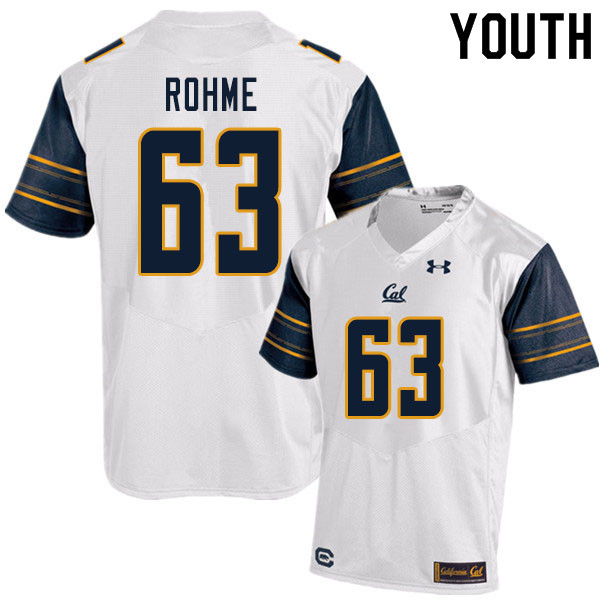 Youth #63 Brayden Rohme Cal Bears UA College Football Jerseys Sale-White - Click Image to Close